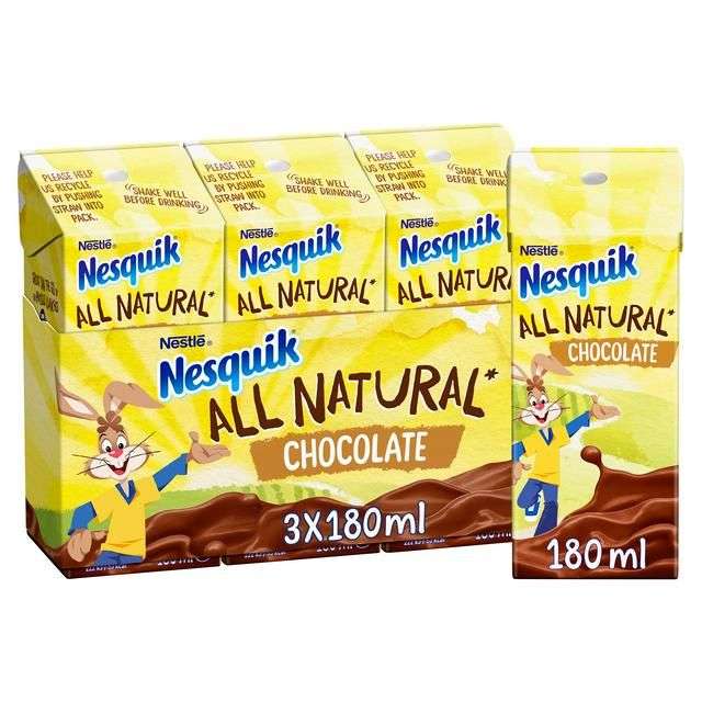 Nesquik All Natural Chocolate Milk Drink Multipack 3x180ml Nectar card price