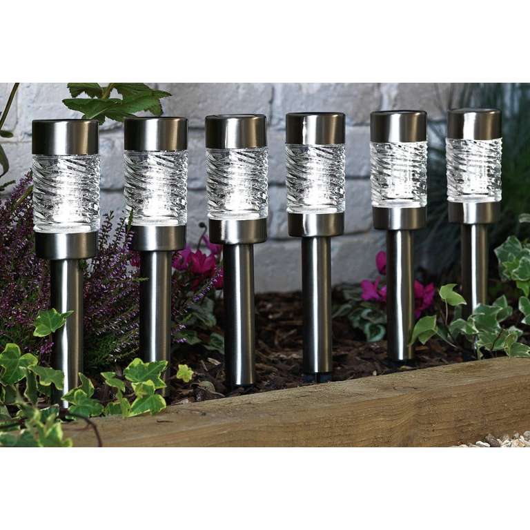 Garden by Sainsbury's Stainless Steel Solar Stake Lights free click and collect