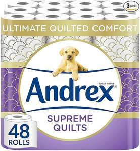 Andrex Supreme Quilts Quilted Toilet Paper x 48 Rolls for £20.22 on S&S with voucher (£22.92 w/o voucher)