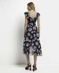 River Island Womens Maxi Dress Black Freya Frill Wrap V Neck Sleeveless Floral £10 @ River Island / Ebay