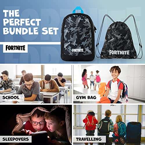 Fortnite Backpack - Drawstring Bag and School Bag Set £11.49 with voucher at GetTrend + free delivery @ Amazon