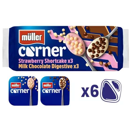 Muller Corner Chocolate Digestive and Strawberry Shortcake Yogurts 6×124g