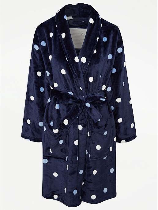 Women’s Navy Polka Dot Print Dressing Gown £9.80 + free click and collect @ George (Asda)