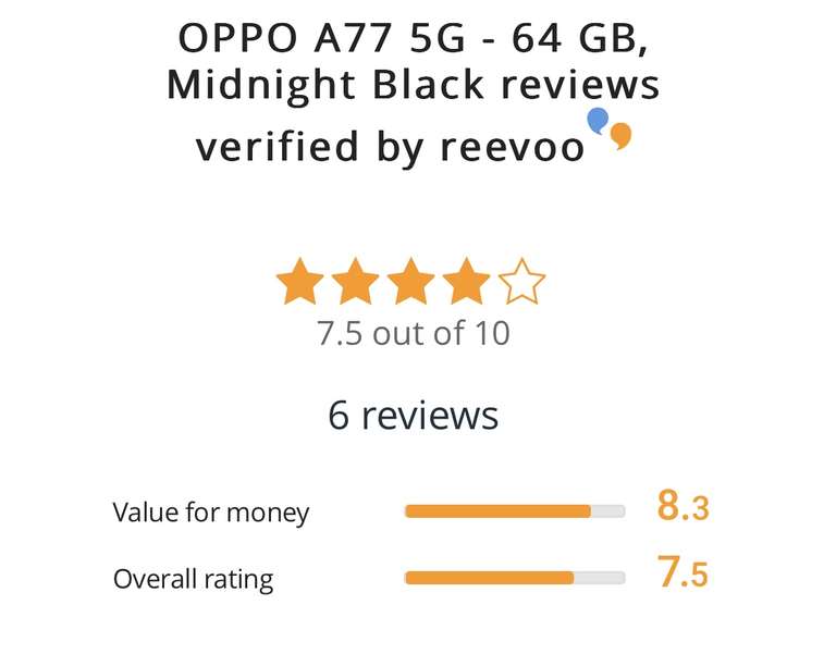 OPPO A77 5G, 64GB, Midnight Black, SIM Free - £159 + free delivery @ Currys