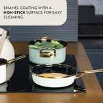 ENGLISH HOME 2 Pcs Enamel Frying Pan for Induction Hob with Enamel Handle with voucher - Sold by The MegaMerchant UK FBA