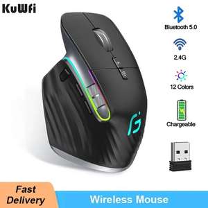 KuWFi Wireless Mouse Bluetooth5.0+2.4GHz Dual Mode USB - Sold By KuWFi Networking Direct Store