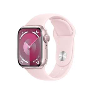 Apple Watch Series 9 [GPS 41mm] Smartwatch with Pink Aluminum Case with Light Pink Sport Band S/M
