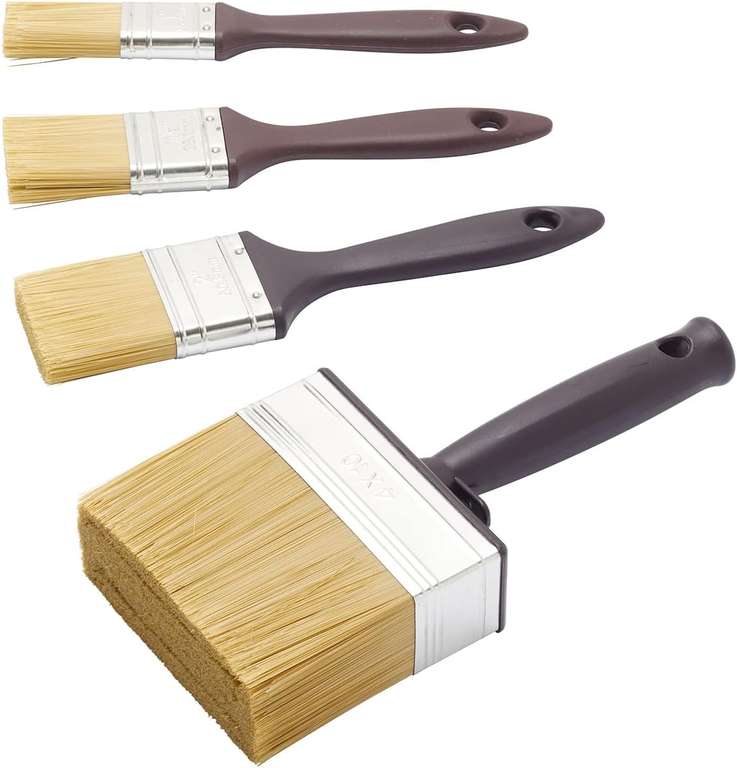 Fit For The Job 4 piece Woodcare Brush for Applying Woodstains, Varnish, Preservatives