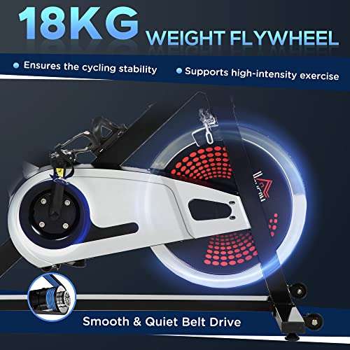 HOMCOM Indoor Exercise Bike - Adjustable Seat & Resistance- 18kg Flywheel £133.99 with voucher - Sold and dispatched by MHSTAR on Amazon