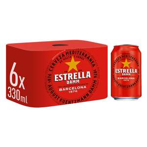 Estrella Damm Lager Beer Cans 6 x 330ml - Instore Kent