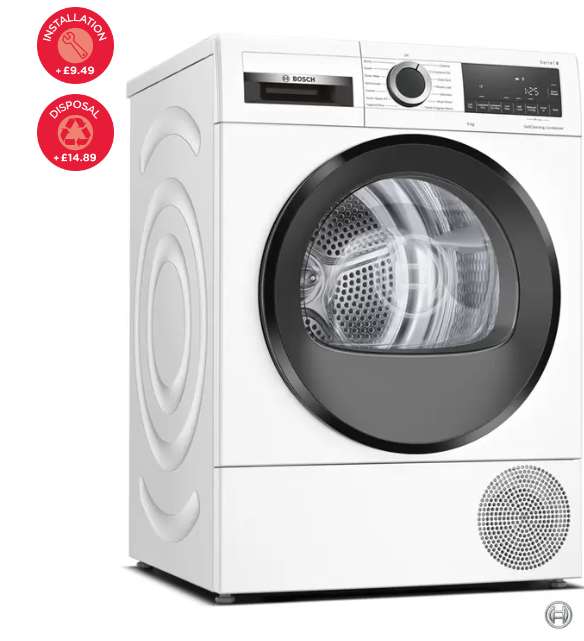 Bosch Series 6 WQG24509GB, 9kg, Heat Pump Tumble Dryer, A++ Rated in White + 5 Year Bosch Warranty