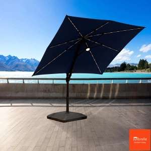 Seasons Sentry 10ft (3m) Solar LED Square Cantilever Umbrella with Base in Indigo £449.98 @ Costco