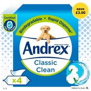 Andrex Classic Clean Washlets 4 Pack £2 - Click & Collect @ Wilko