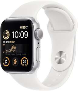APPLE Watch SE Cellular (2022) - Silver with White Sports Band, 40 mm - Free Next Day Delivery