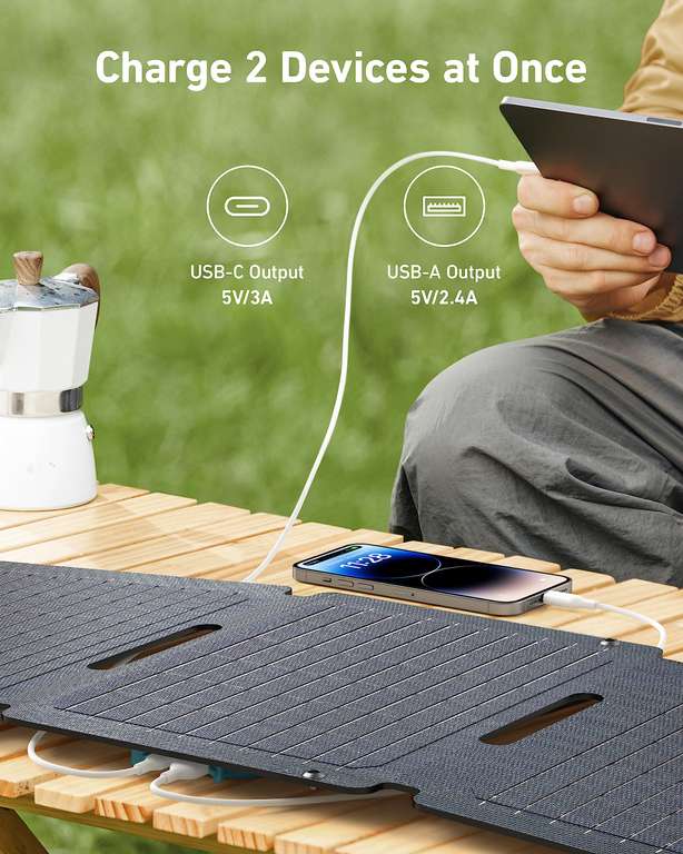 Anker Solix PS30, 30W Foldable Portable Solar Panel Charger, IP65 Water and Dust Resistance - Lightning Deal sold by AnkerDirect