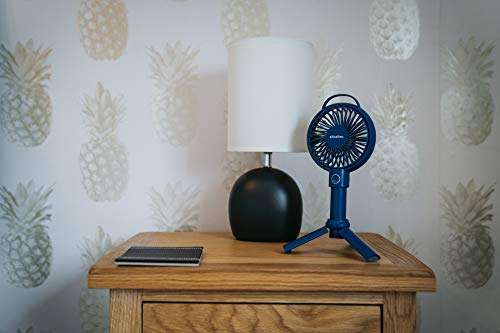 Schallen Rechargeable Battery USB Electric Air Cooling Fan (Navy Blue or Pink) - Netagon UK FBA