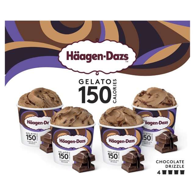Haagen-Dazs Gelato 150 Calories Chocolate Drizzle Ice Cream/ Gelato 150 Calories Caramel Swirl Ice Cream 4pk - £3 @ Morrisons