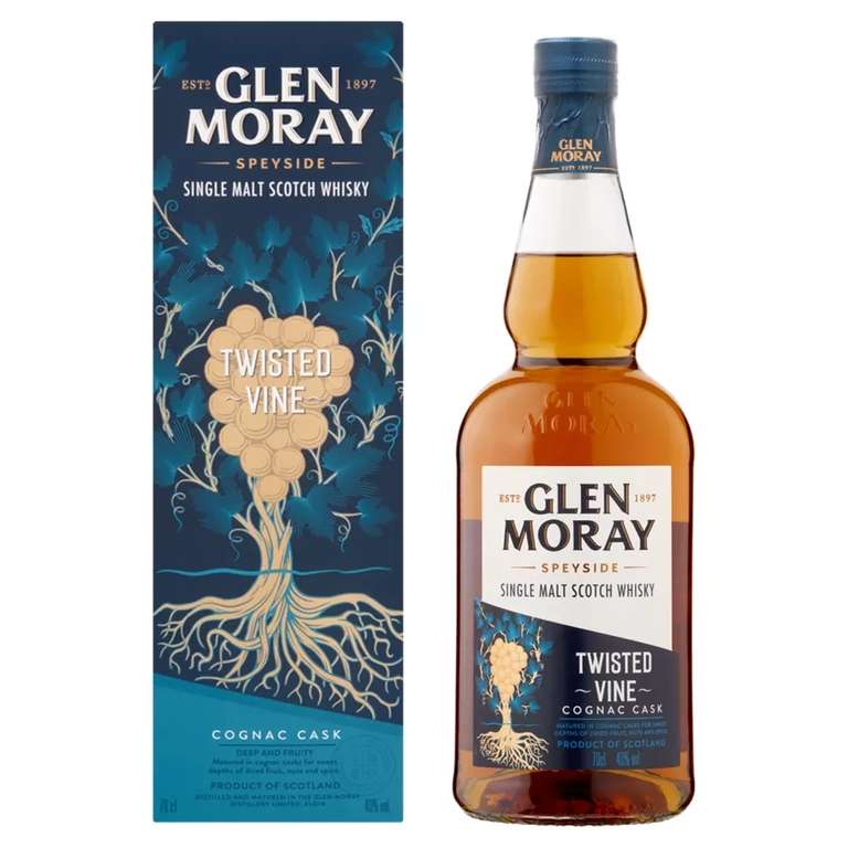 Glen Moray Speyside Single Malt Scotch Whisky Twisted Vine (Cognac Cask) 70cl £22 @ ASDA