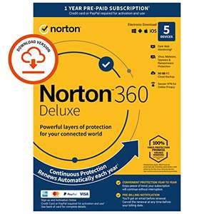 Norton 360 Deluxe 2023, Antivirus software for 5 Devices and 1-year subscription £12.99 Sold by Amazon Media EU S.à r.l. @ Amazon