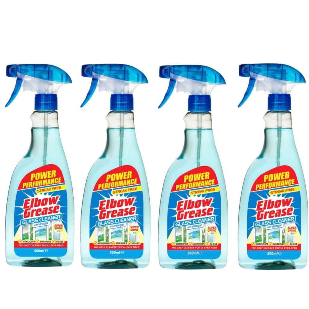 4 x Elbow Grease Glass Cleaner with Vinegar for Windows and Mirrors 500ml (£2.40 / £2.20 on S&S)