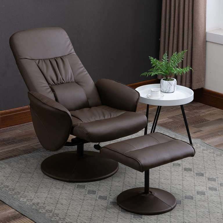 HOMCOM Executive Recliner Chair High Back and Footstool Armchair Lounge Seat Brown - £76.72 (Selected Accounts) w/Code, Sold by MHSTAR