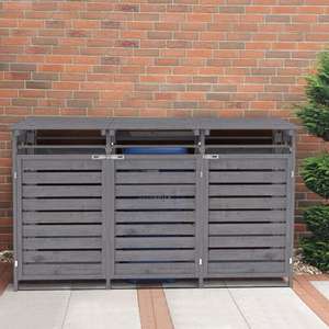 Triple 240L Wheelie Bin Store Wooden Waste Bins Storage Hide Shed Outdoor Garden W/Code @ ceiling-lights