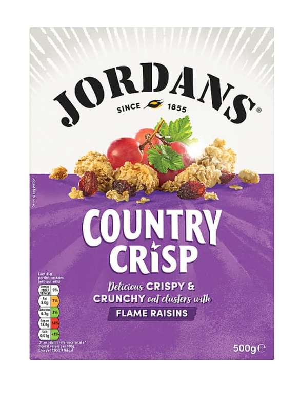 Jordans Country Crisp Cereal - Flame Raisin / Honey & Nut / Raspberry - 6 Packs of 500g - £10.50 (£8.93 / £7.34 Subscribe and save) @ Amazon