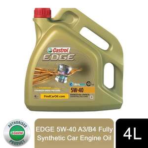 Castrol EDGE 5W-40 A3/B4 4L Car Engine Oil Fully Synthetic with Fluid Titanium £27.99 with code (UK Mainland) @Ebay / Castrol Official Store
