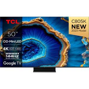 TCL 50C805K 50" QLED Mini LED 4K TV 144Hz VRR HDR1300 HDMI 2.1 // 55" HDR1500 £583 W/Code @ Peter Tyson