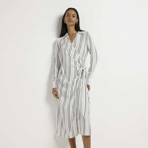 River Island Womens Shirt Dress Tie Front Collared Long Sleeve Stylish Top £16.20 @ River Island eBay