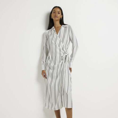 River Island Womens Shirt Dress Tie Front Collared Long Sleeve Stylish Top £16.20 @ River Island eBay