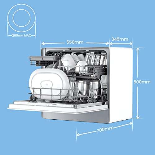 COMFEE' Table Top Dishwasher KWH-TDW501C-UK Slimline Countertop Dishwasher with 5 Place settings, White £261.25 @ Amazon