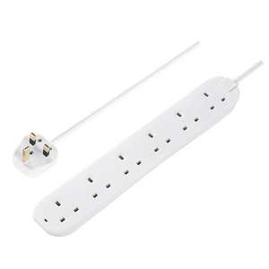 Masterplug 6 Socket 2 Metre 13 Amp White Extension Lead with Power Indicator £5.60 free Click & Collect @ Homebase