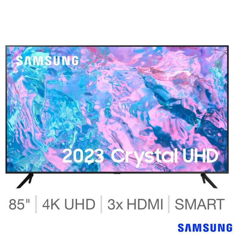 Samsung UE85CU7110KXXU 85 Inch 4K Ultra HD Smart TV with 5 Year Warranty with code (UK mainland)