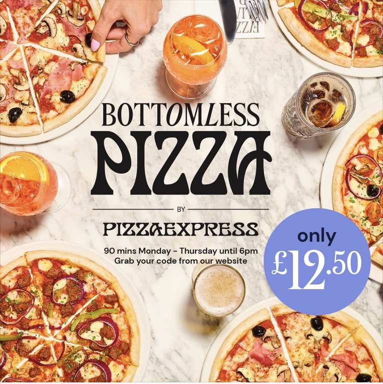 Unlimited Pizza for 90 Minutes - Choose From 5 Varieties Plus Dough Balls - Monday to Thursday Until 6 PM