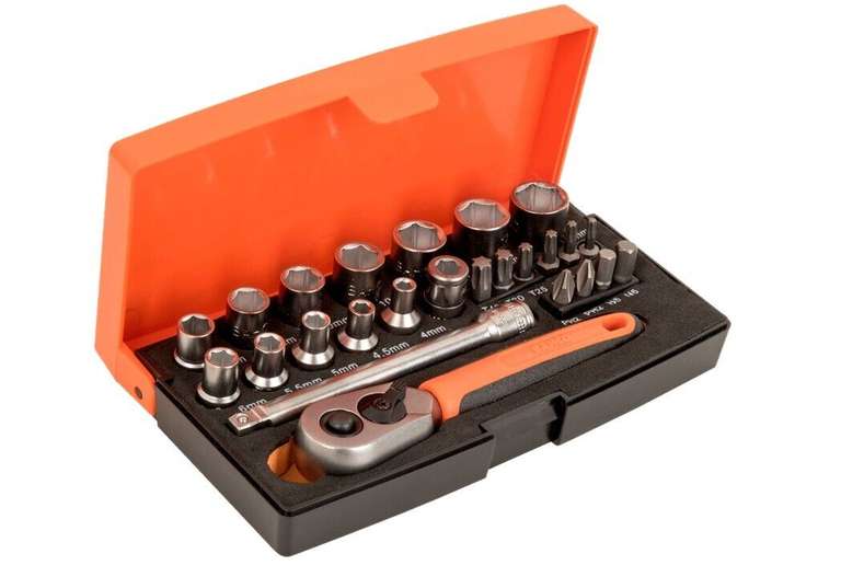 Bahco SL25 1/4" Drive 25 Piece Metric Drive Ratchet Socket Screwdriver Bit Set - With Code / Sold by PrimeTools