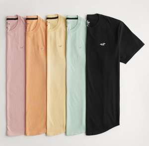 Men’s Hollister 100% Cotton CURVED HEM LOGO ICON T-SHIRT 5-PACK £27.44 (members free to join) free Click & Collect @ Hollister