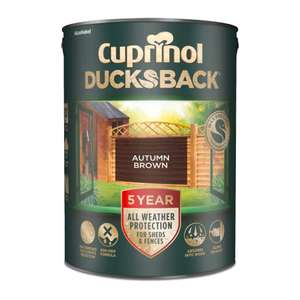 Cuprinol Ducksback 5 Year Waterproof 5 Litres Various Colours £9 + Free Click and Collect @ Jewson