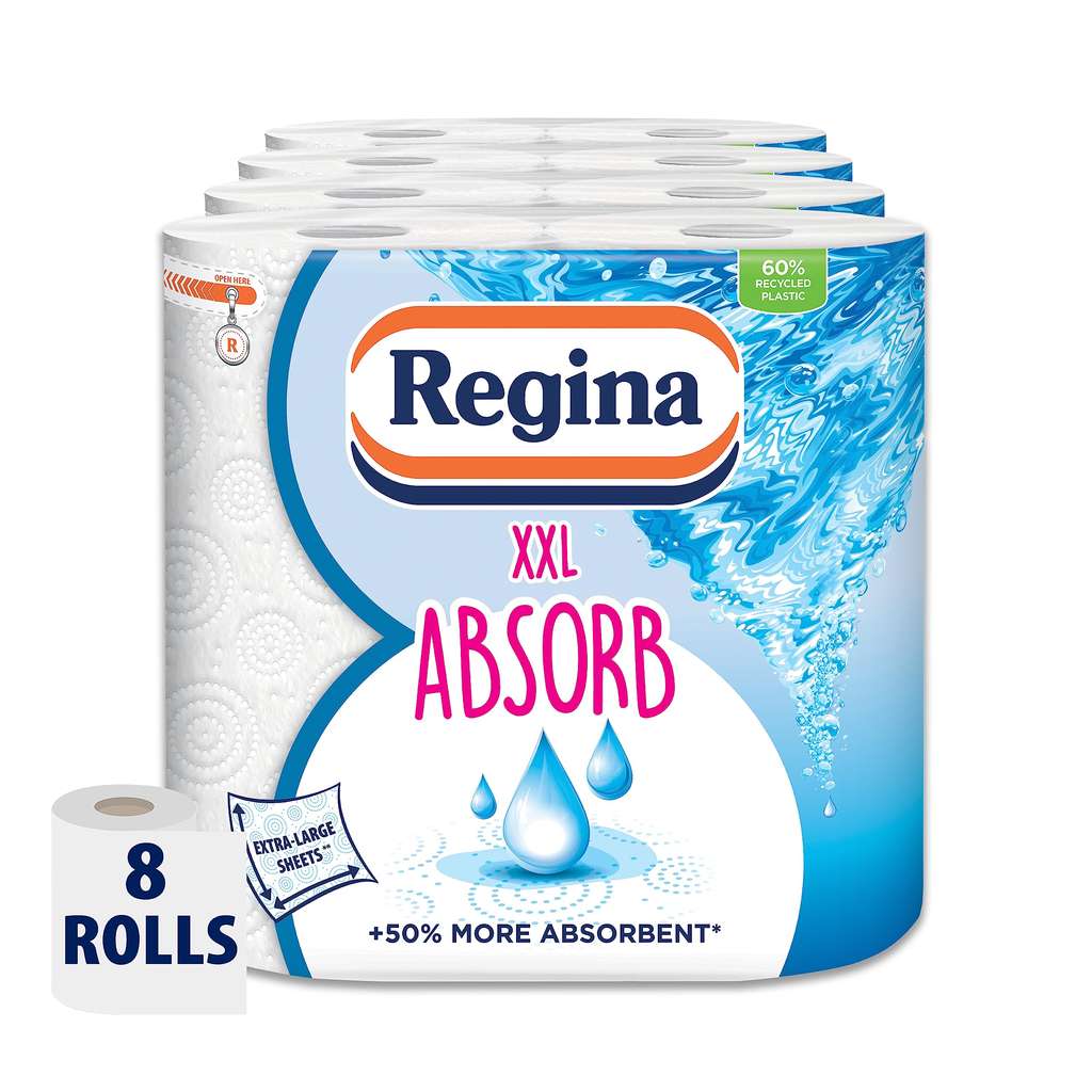 Regina XXL - Rotolo da cucina, 8 rotoli, 600 fogli extra large