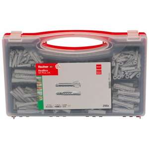 fischer Redbox 40991 UX SX Plug Assortment Box, Grey, 290 Teile