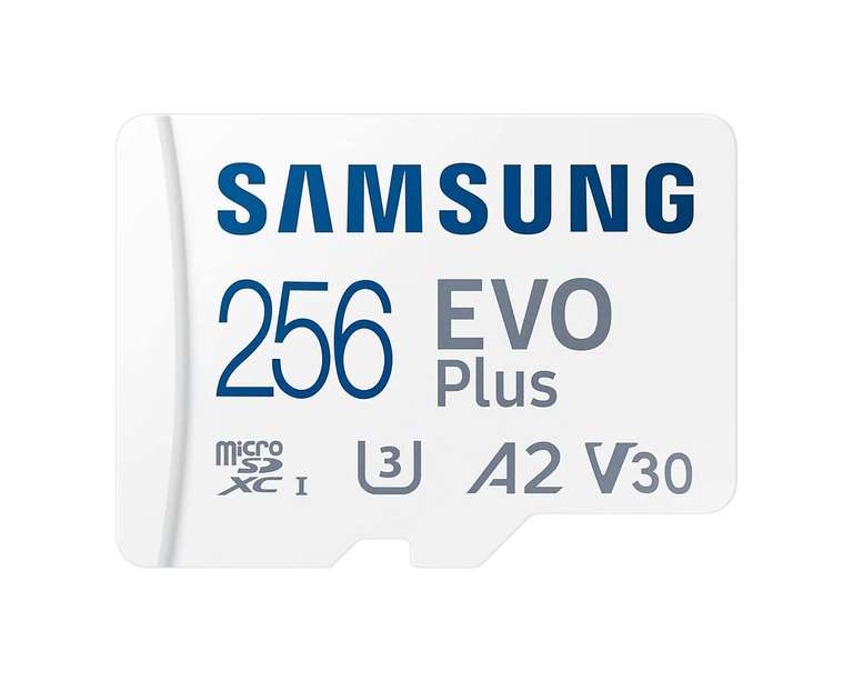Samsung Evo plus 256GB microSD SDXC U3 class 10 A2 memory card 130MB/S Adapter £16.79 Sold & Dispatched by City_of_memory15 Via Amazon