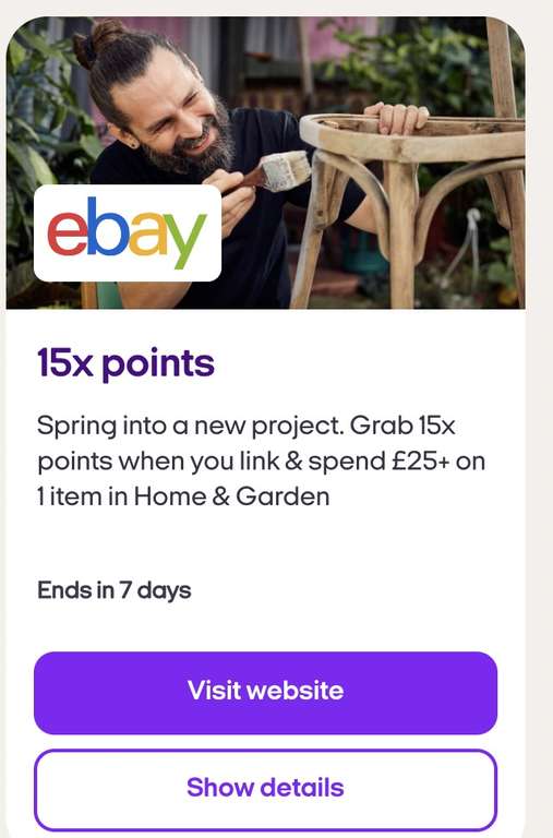 15 x Nectar bonus points on one home & garden item - £25 min spend (selected accounts) @ eBay