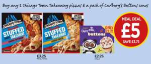 Meal Deal - 2 x Chicago Town Stuff Crust Pizzas and Cadbury Buttons Cones for £5 @ Budgens