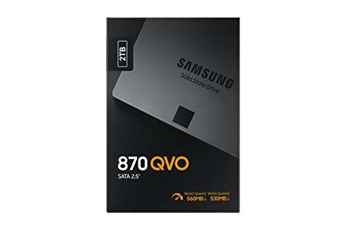 Samsung 870 QVO 2 TB SATA 2.5 Inch Internal Solid State Drive (SSD) (MZ-77Q2T0), Black - £104 @ Amazon