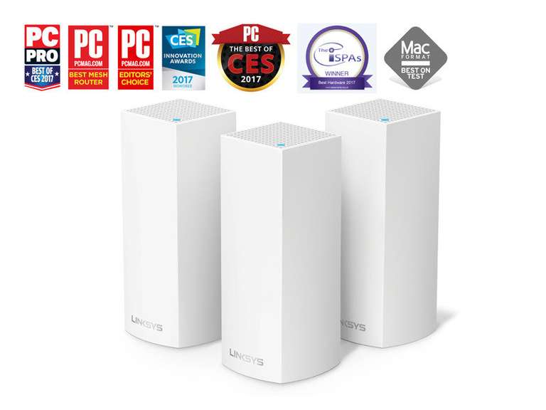 Linksys WHW0303 Velop intelligent Mesh Whole Home Wi-Fi 5 Tri-Band System, 3 PACK - White £149.99 with code (UK Mainland) at Ebuyer
