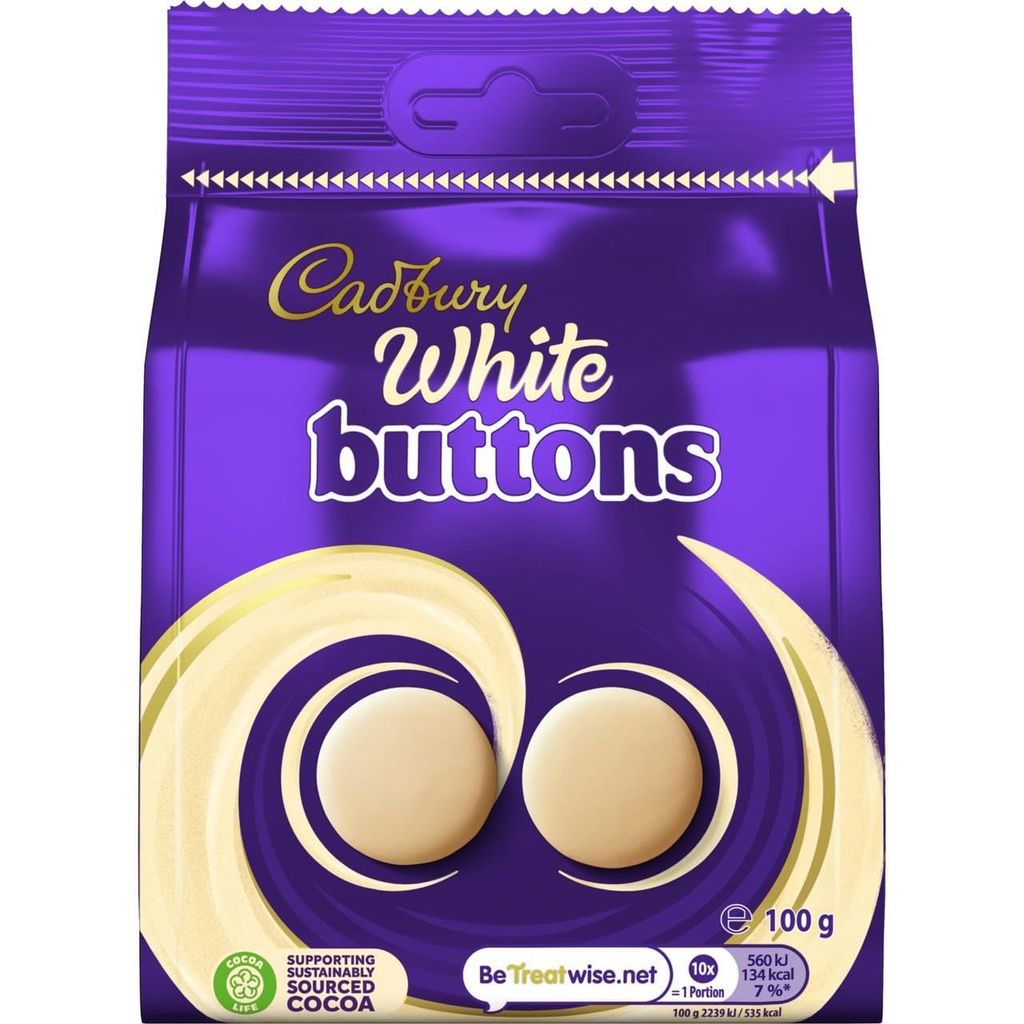 Cadbury White Chocolate Giant Buttons 100g (93p/83p S&S)