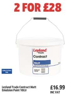 Leyland Trade Contract Matt Emulsion Paint - two 10 litre for £28 free Click & Collect @ Screwfix