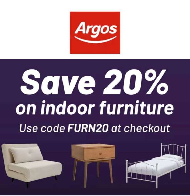 20% off Selected Indoor Furniture with Discount Code @ Argos