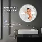 kleankin Round Bathroom Mirror with LED Lights, Wall-Mounted Dimmable 70x70cm with voucher - Sold by MHSTAR