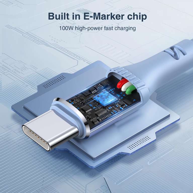 2pk 5A 100W USB C to USB C Fast Charge Cable, 1.8M, With Voucher & Code Sold By HONGHUIXIN / FBA